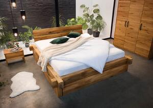 JANGALI Nosníková posteľ s podnožou, divoký dub, 180x200x85 ,prírodne olejované