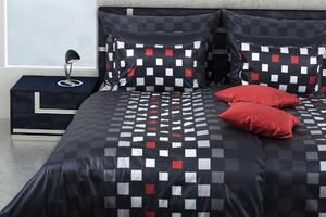 Glamonde luxusné obliečky Luke čierne s červenými, bielymi a šedými štvorcami. NOVINKA! 140×220 cm