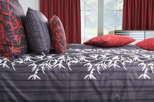 Glamonde luxusné obliečky Bamboo s čiernym podkladom a výraznými červenými a bielymi výhonkami! 140×220 cm