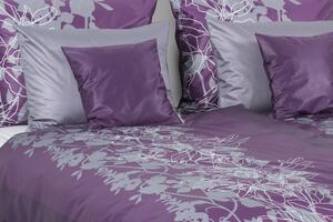 Glamonde luxusné obliečky Amelia s bielošedými kvetmi na sýto fialovom podklade. Ozdoba vašej izby! 140×200 cm