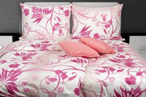 Glamonde luxusné obliečky Vinicio s ružovým kvetovaným vzorom na striebornom podklade. 140×200 cm
