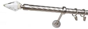 Hrot kryštál - jednoradové kovové twister garniže satyna 2,2 m