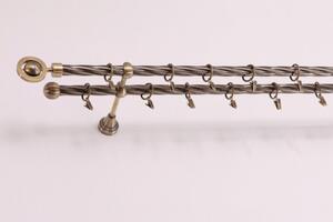 Perla - dvojradové kovové twister garniže mosadz 2 m