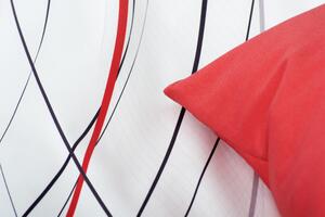 Glamonde luxusné obliečky Basilio s výraznou červenou líniou ťahajúcou sa pozdĺž bieleho podkladu. 140×220 cm