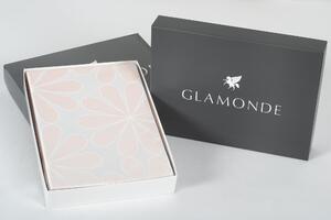 Glamonde luxusné obliečky Lucrezia s lososovými kvetmi na striebornej bordúre a bielymi bodkami. 140×200 cm