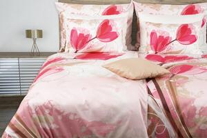 Glamonde luxusné obliečky Serafina s ružovými tulipánmi a jemným abstraktným vzorovaním. Vaše obľúbené! 140×220 cm