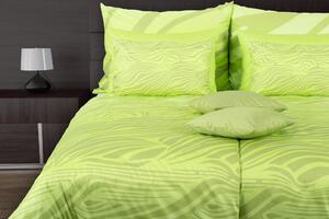 Glamonde luxusné obliečky Vitalia z hebkého bavlneného saténu. Zelenkavý povrch zdobia sivé vlnky. 140×220 cm