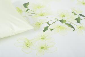 Glamonde luxusné obliečky Harmony v modernej kombinácií zelenej a bielej, so zaujímavými zelenkavými kvetmi. 140×200 cm