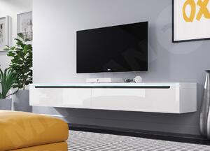 Kvalitný TV stolík Debra, biela/biely lesk MDF + LED