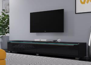 Kvalitný TV stolík Debra, čierna/čierny lesk MDF + LED