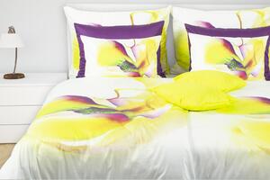 Glamonde luxusné obliečky Bertina s výrazným žltozeleným kvetom na bielom podklade. 140×220 cm