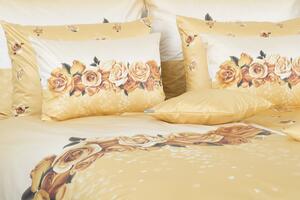 Glamonde luxusné obliečky Rosy v béžovej farbe, doplnené zlatistými ružami. Vyslovene elegantné! 140×220 cm