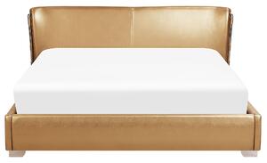 Posteľ zlatá kožená čalúnená 180 x 200 cm lamelový rošt moderný dizajn