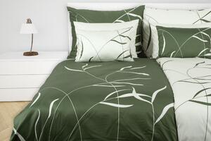 Glamonde luxusné obliečky Savino v kombinácií zelenej a béžovej, doplnenej so smotanovým vzorom. 140×220 cm