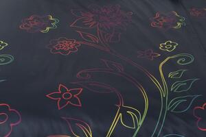 Glamonde luxusné obliečky Mystic s čiernym podkladom a farebným kvetom, navyše doplnené šachovnicou. 140×200 cm