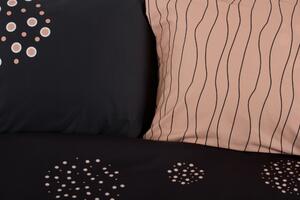 Glamonde luxusné obliečky Remo s béžovými bodkami na čiernom podklade. Obojstranné obliečky! 140×200 cm