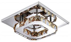 Toolight - Krištáľová hranatá stropná lampa Glamour 8W, teplé svetlo, APP405-C, chrómová, OSW-65003