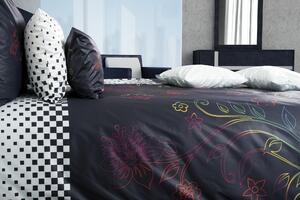 Glamonde luxusné obliečky Mystic s čiernym podkladom a farebným kvetom, navyše doplnené šachovnicou. 140×200 cm