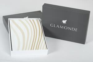 Glamonde luxusné obliečky Callisto s pravidelnými béžovými vlnkami na bielom podklade. Nežehlivé. 140×200 cm