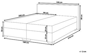 Kontinentálna posteľ čierna čalúnená 180 x 200 cm s vreckovým pružinovým matracom moderná