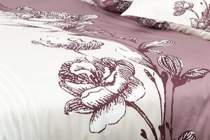 Glamonde luxusné obliečky Rosanna s bordó ružami na béžovofialovom podklade. 140×220 cm