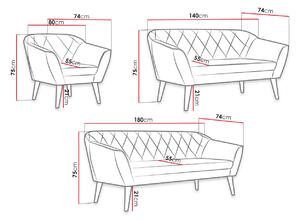 Dizajnová sedacia súprava Glader 3+2+1, grafitová Manila