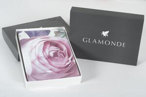 Glamonde luxusné obliečky Reina s fialovými ružami na šedobielom podklade. 140×220 cm