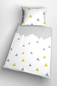 Glamonde luxusné obliečky Anatole s farebnými drobnými trojuholníkmi na bielom podklade. NOVINKA! 140×200 cm