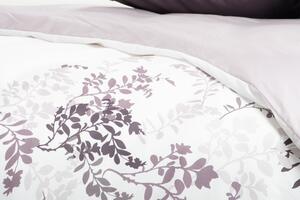 Glamonde luxusné obliečky Francesca s kvetinovou bordúrou v odtieňoch šedej s ľahkým fialovým nádychom. 140×220 cm