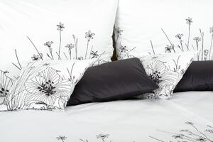 Glamonde luxusné obliečky Concetta s čiernou kresbou kvietok na bielom podklade. NOVINKA! 140×200 cm
