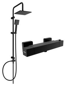 Mexen Cube Tord nástenný sprchový set s dažďovou sprchou a termostatickou batériou, čierny - 77200200-70