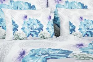 Glamonde luxusné obliečky Abelie s rozmernými modrými kvetmi na šedobielom podklade. 140×200 cm