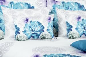 Glamonde luxusné obliečky Abelie s rozmernými modrými kvetmi na šedobielom podklade. 240x220 cm