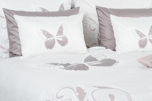 Glamonde luxusné obliečky Mariposa hnedosivé s elegantným ornamentom a motýľom. 140×200 cm