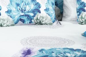 Glamonde luxusné obliečky Abelie s rozmernými modrými kvetmi na šedobielom podklade. 240x220 cm
