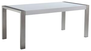 Jedálenský stôl biely so striebornými nohami nehrdzavejúca oceľ 180 x 90 x 75 cm pre 6 osôb moderný dizajn