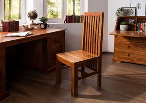 Dizajnová stolička s vysokým, operadlom, z akácie, 46x46x109 , medovo lakovaná sada 4 ks