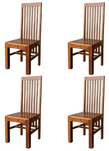 Dizajnová stolička s vysokým, operadlom, z akácie, 46x46x109 , medovo lakovaná sada 4 ks