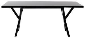 Jedálenský stôl Čierny stolový stôl 77 x 180 x 80 cm nohy v tvare X kuchynský stôl z masívu