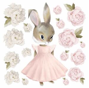 Detská nálepka na stenu Pastel bunnies - zajačik v sukni Rozmery: M