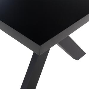 Jedálenský stôl Čierny stolový stôl 77 x 180 x 80 cm nohy v tvare X kuchynský stôl z masívu