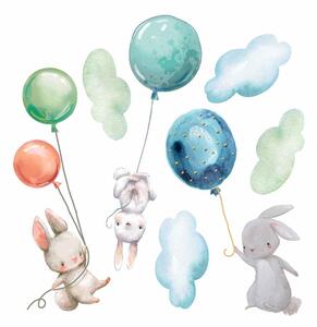 Detská nálepka na stenu Zajačiky s balónmi