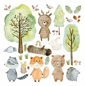Detská nálepka na stenu Lesný svet - medvedík, jelenček, líška a ježko Rozmery: L
