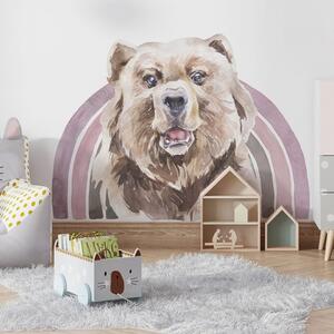 Detská nálepka na stenu Rainbow animals - medveď Farba: A, Rozmery: 98 x 70 cm