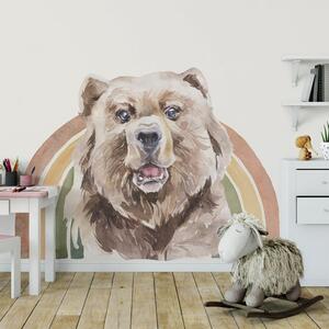 Detská nálepka na stenu Rainbow animals - medveď Farba: A, Rozmery: 98 x 70 cm