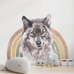 Detská nálepka na stenu Rainbow animals - vlk Farba: A, Rozmery: 98 x 75 cm