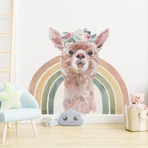 Detská nálepka na stenu Rainbow animals - lama Farba: B, Rozmery: 98 x 85 cm