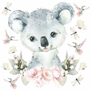 Detská nálepka na stenu Animals among flowers - koala