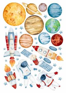 Detská nálepka na stenu Solar system - planéty, astronauti, satelit a rakety Rozmery: L