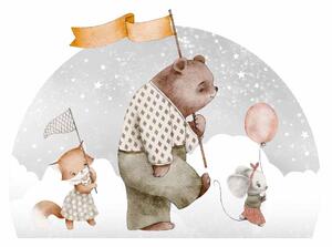 Detská nálepka na stenu Dreamland - líška, medvedík a myška Rozmery: 120 x 88 cm